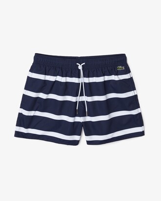 Traje de ba&ntilde;o ligero para hombre a rayas y bordados