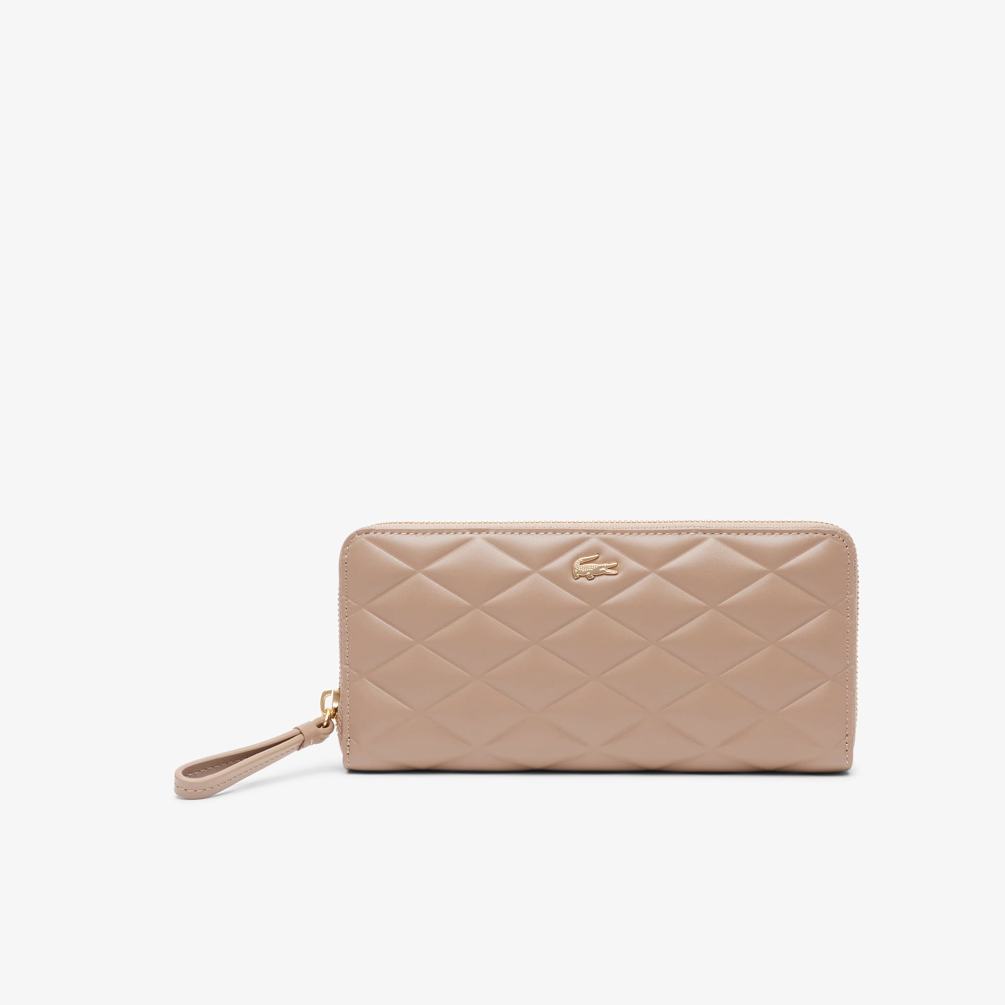 Lacoste Large Crocodelle Leather Billfold - One Size In Sand