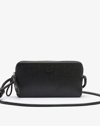 Pochette smartphone zipp&eacute;e Chantaco &agrave; bandouli&egrave;re en cuir piqu&eacute;