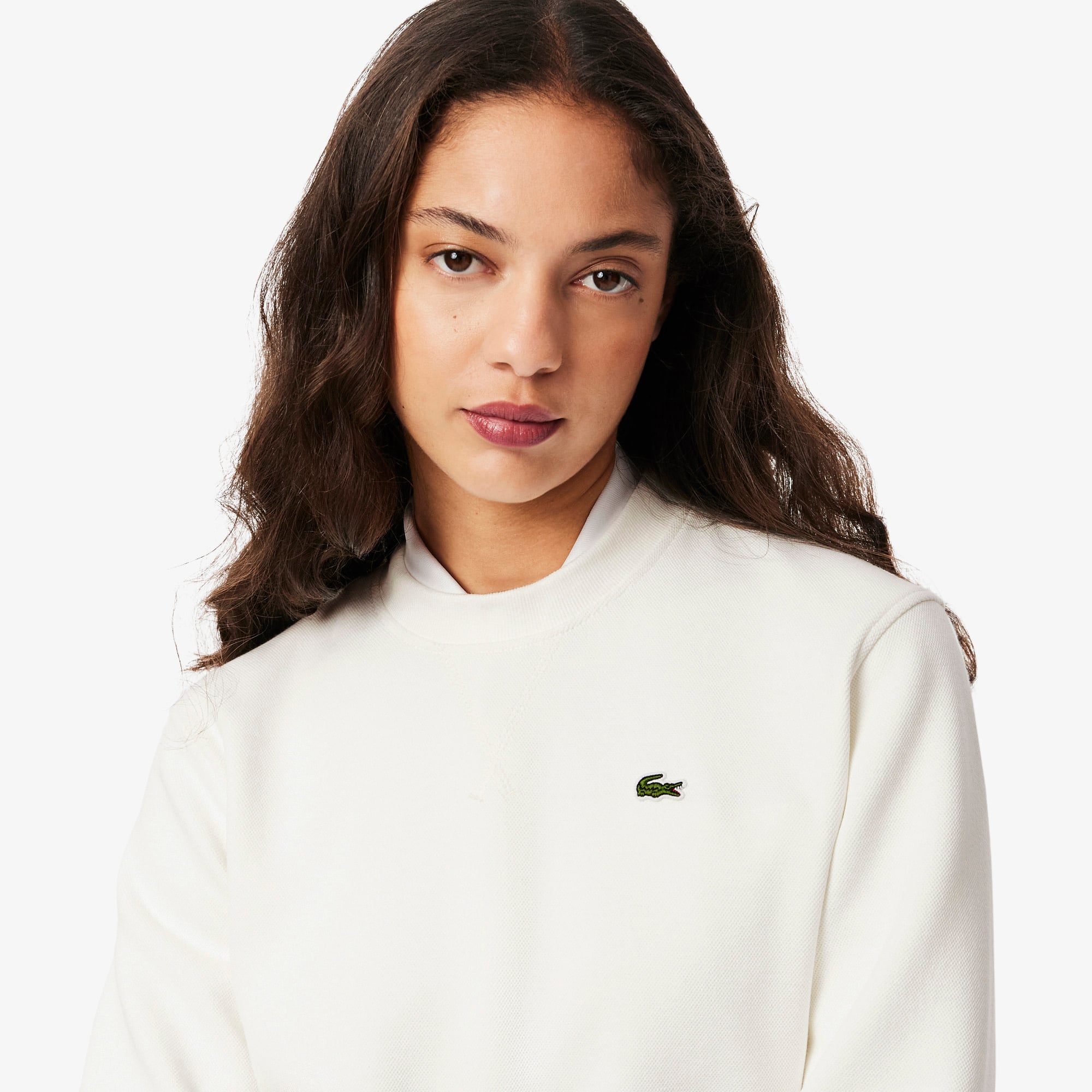 Women's Relaxed Fit Piqué Crew Neck Sweatshirt