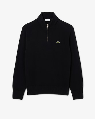 Men's Zip-Up High-Neck Wool Sweater 