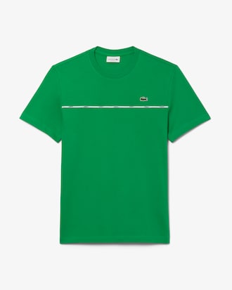 Playera de punto de algodón con ribete de logo para hombre