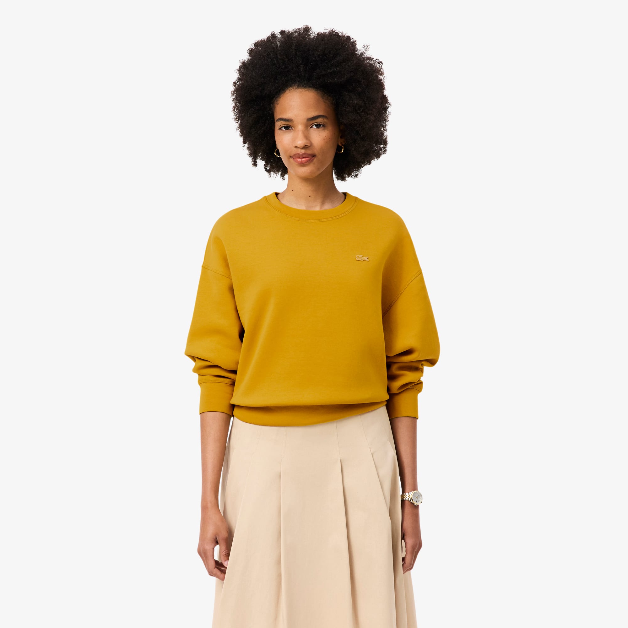 Lacoste Oversized Double Face Jersey Sweatshirt - Xs (34) In Orange
