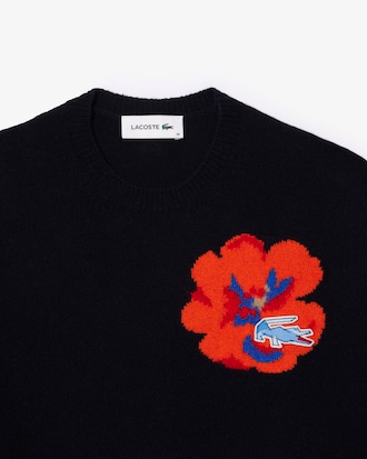 Women's Flower Motif Wool Sweater