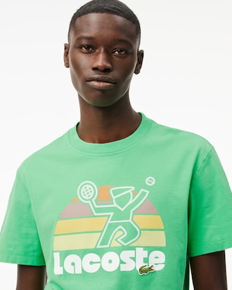Men's Washed Effect Tennis Print T-Shirt