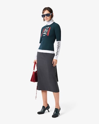 Runway Flap Detail Midi Skirt