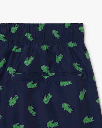 Mid Length Crocodile Print Swim Trunks