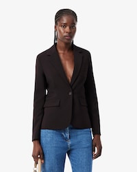 Women's Embroidered Logo Slim Fit Wool Blazer
