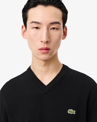 Suéter de algodón con cuello en V para hombre