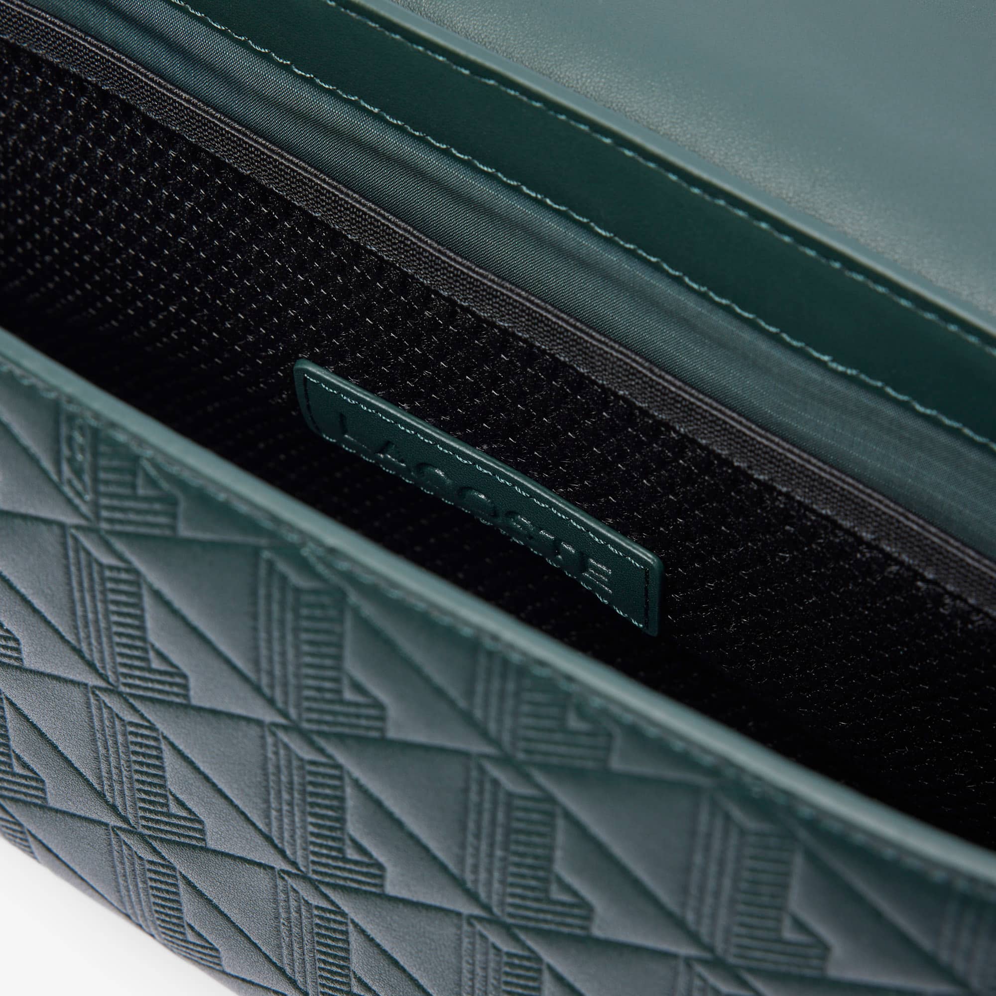 【LACOSTE】NOMOGRAMME Flap Messenger Bag_NU4838M (GREEN) Unisex Monogram Leather Flap Close Satchel - Bags - New In