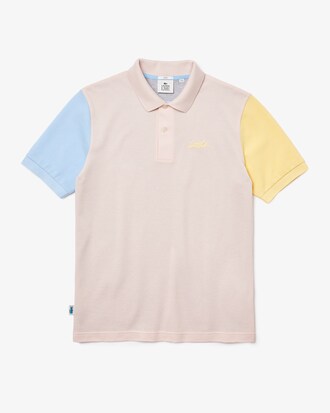 Polo unisex Lacoste L!VE de corte relajado en piqu&eacute; de algod&oacute;n color block