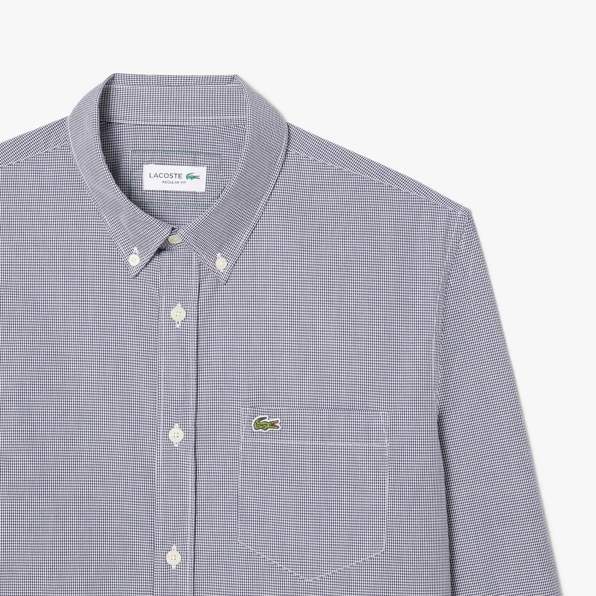 Men's Regular Fit Gingham Poplin Shirt - Button Down Shirts - New