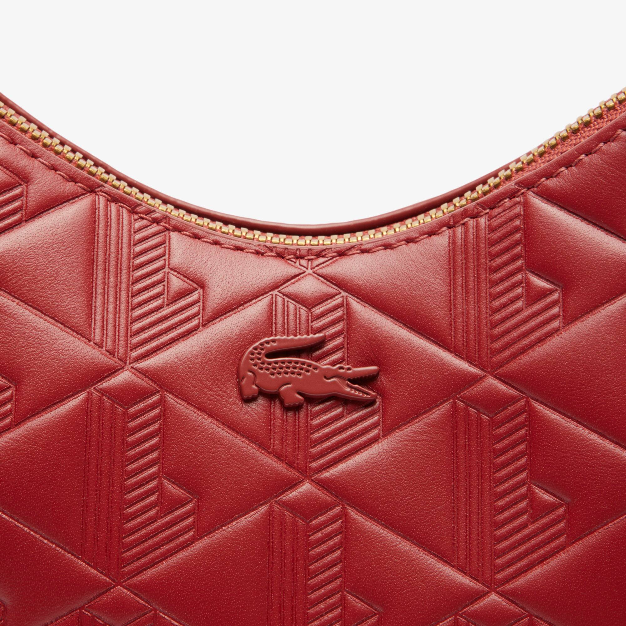 【LACOSTE】MAHEKI Moon Bag_NF4710M (RED)〜ショルダーバッグ Women's Maheki Embossed Leather Half Moon Bag - Bags - New