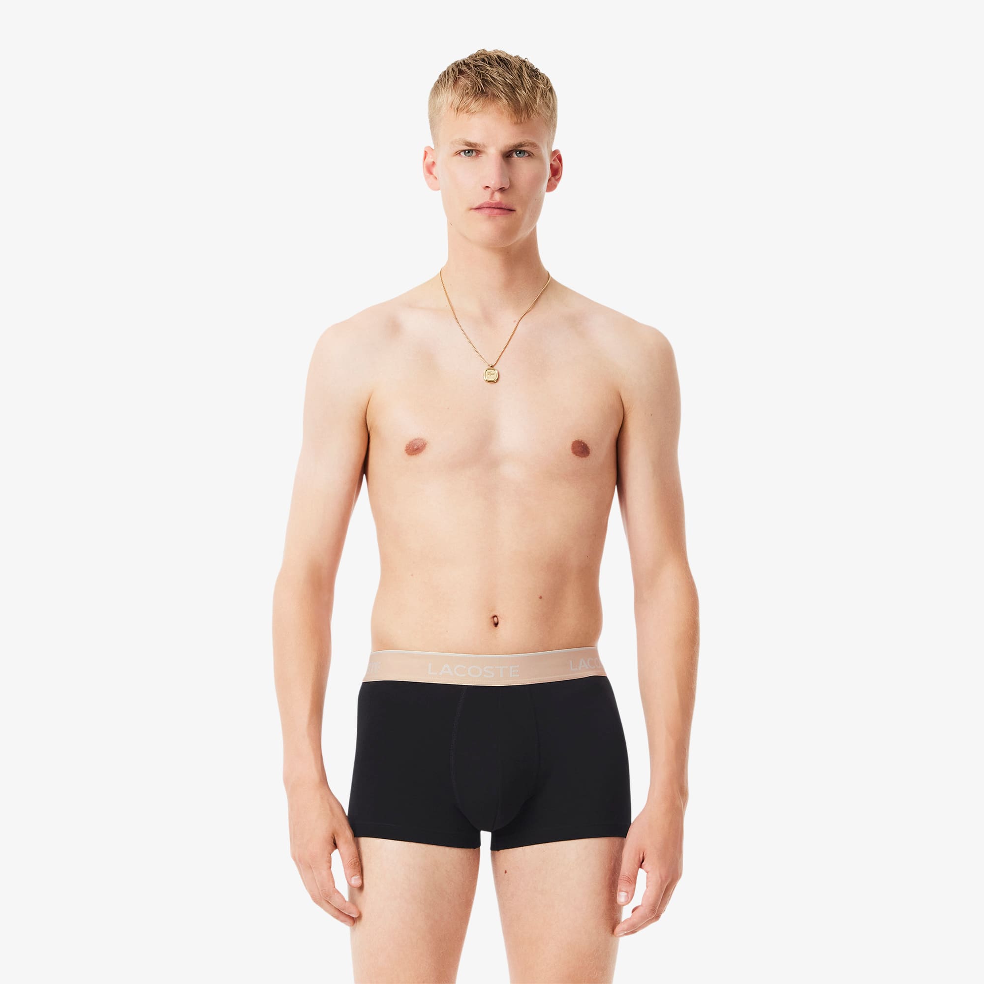 Lacoste Men's 3-pack Stretch Cotton Trunks In Black
