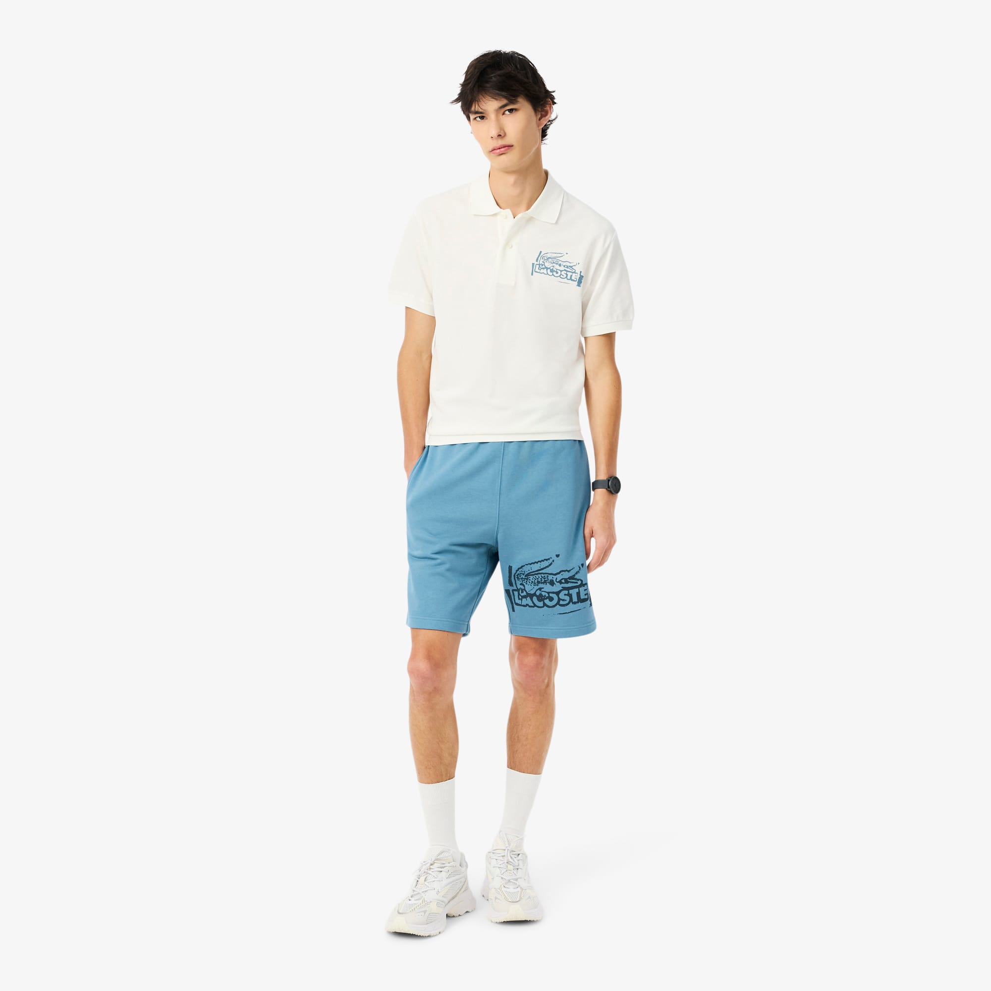 Lacoste Men's Graphic Print Cotton Fleece Shorts