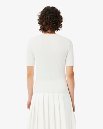 Short Sleeved Ribbed Cotton Sweater