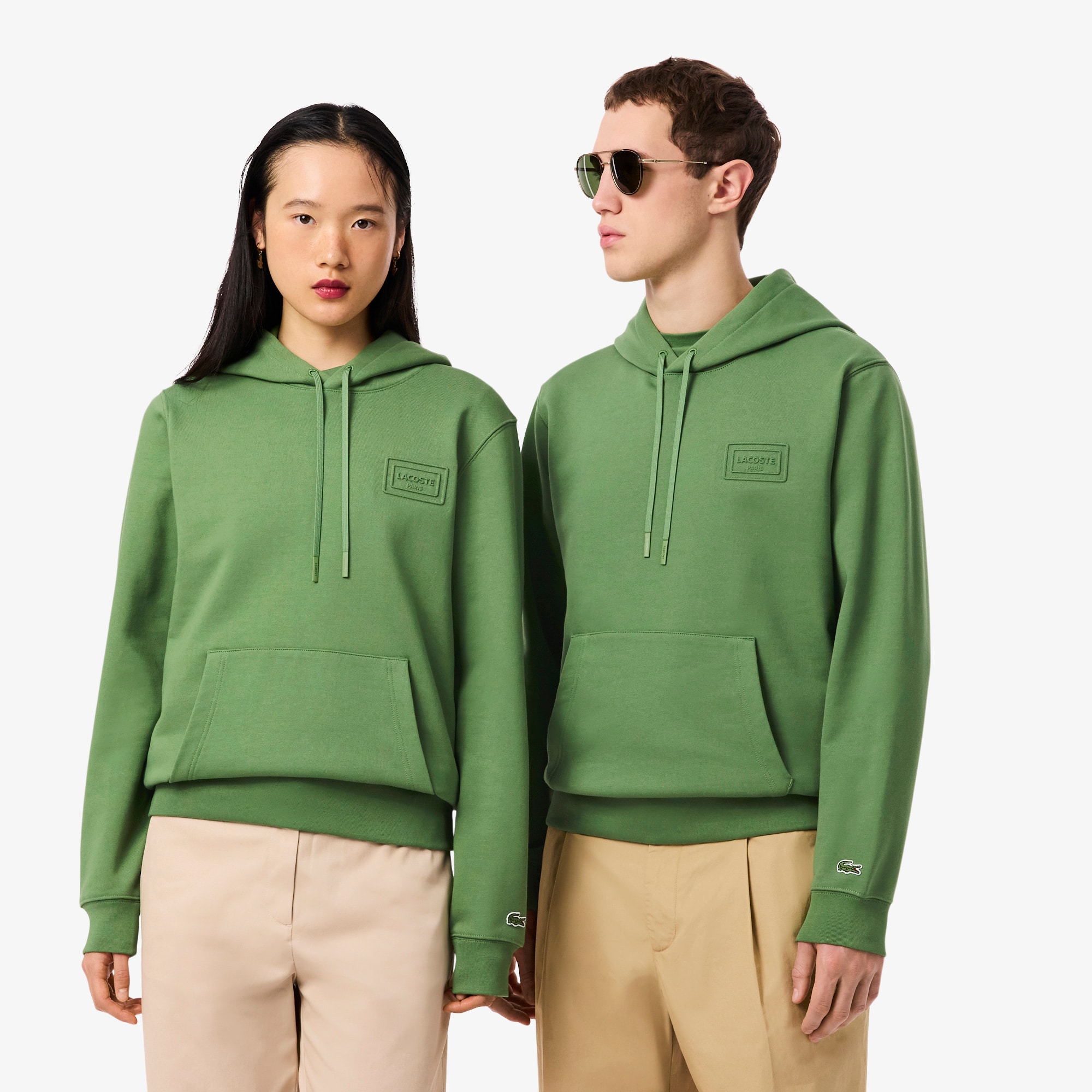 Lacoste Embossed Branding Hoodie - Xs In Green
