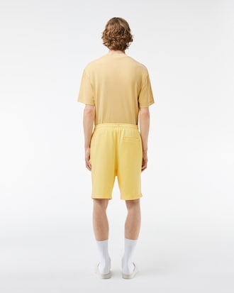 Men's Regular Fit Washed Effect Printed Fleece Shorts 