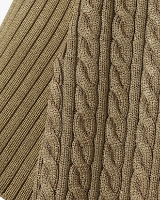 Runway Cable Knit Polo Collar Sweater