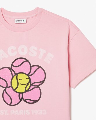 Kids' Vintage Flower Print Cotton T-Shirt