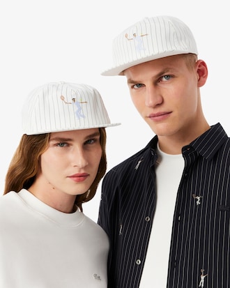Striped Embroidered Cotton Twill Cap