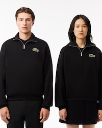 Unisex Loose Fit Badge Accent Half-Zip Sweatshirt