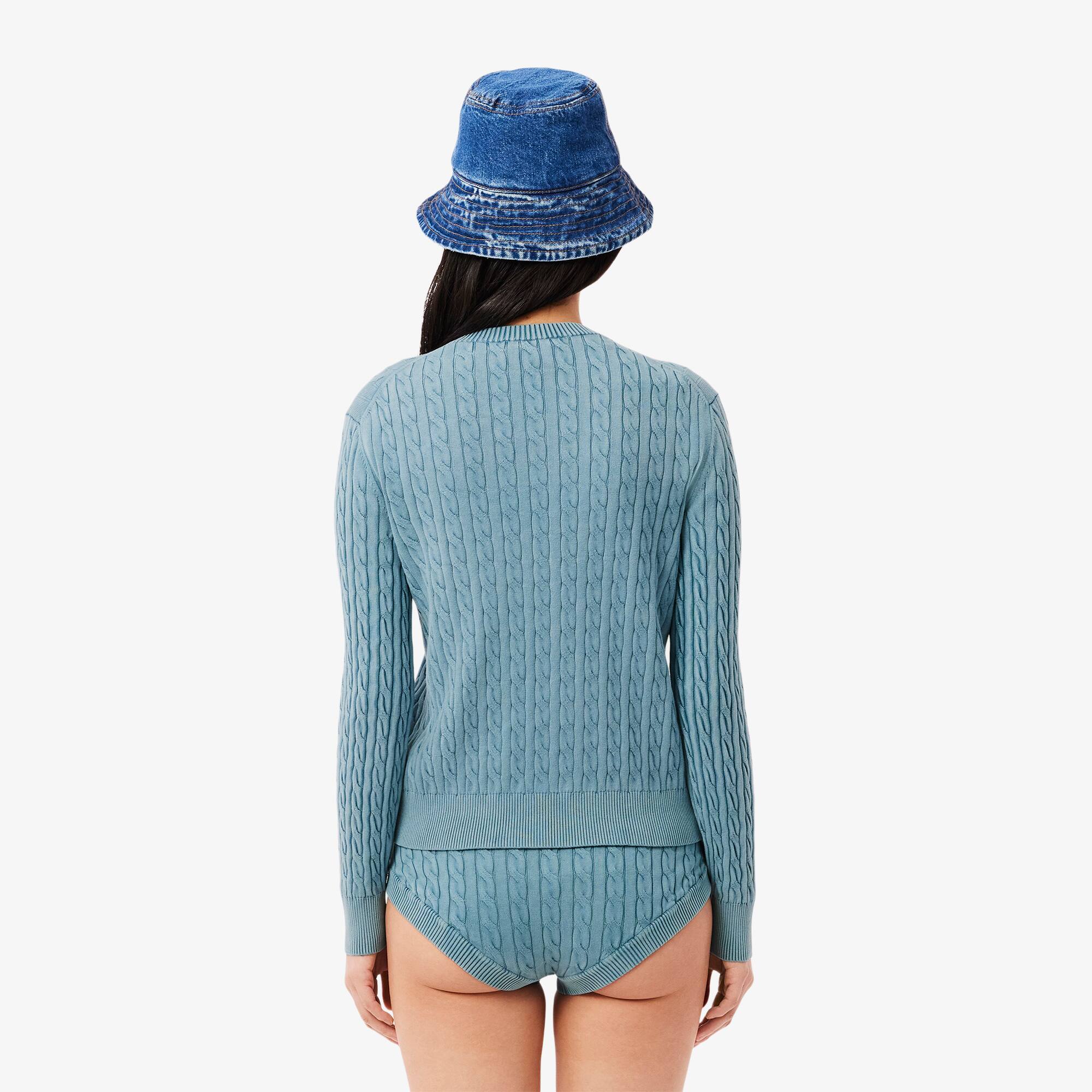 Women's Wash Effect Cable Knit Cardigan - Sweaters & Sweatshirts