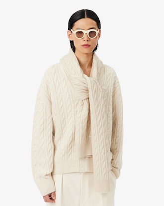 Runway Cable Knit Cashmere Scarf