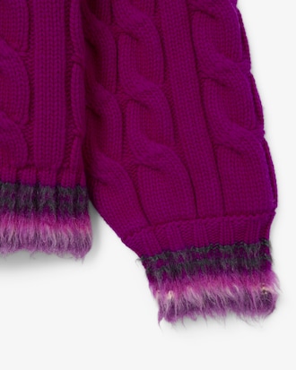 Runway Wool Polo Collar Cable Knit Sweater