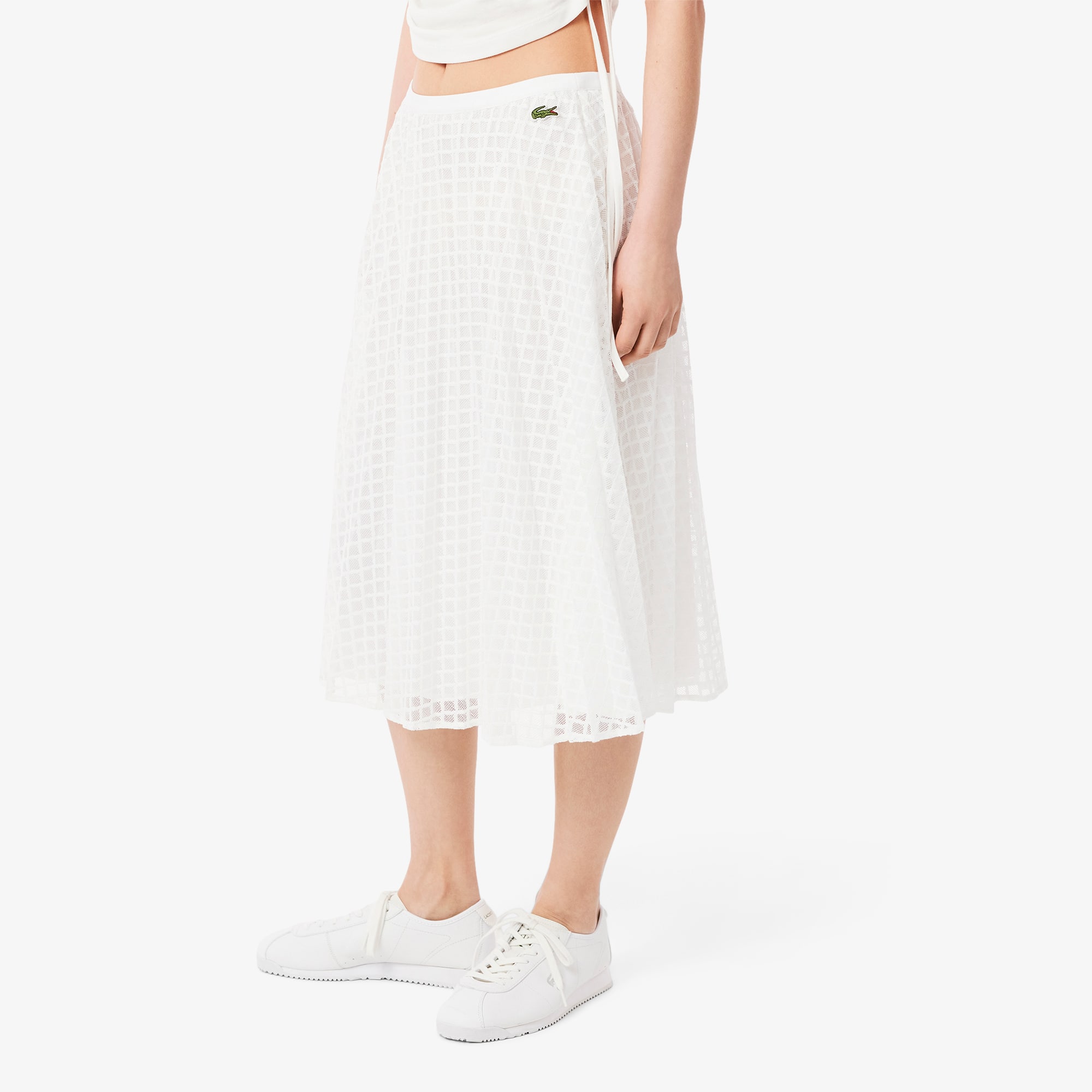 ★LACOSTE★ Women's New Gathered Skirt Beige JF806E-55G02S Women's Branded Elasticised Pleated Skirt - Shorts & Skirts