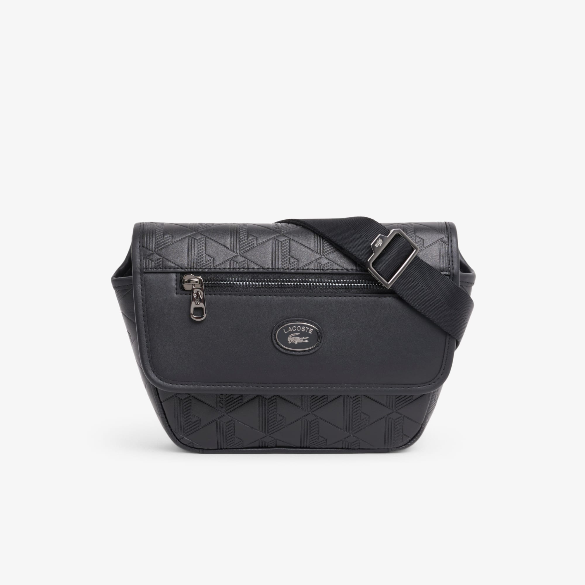 Lacoste Mini Monogram Leather Messenger Bag