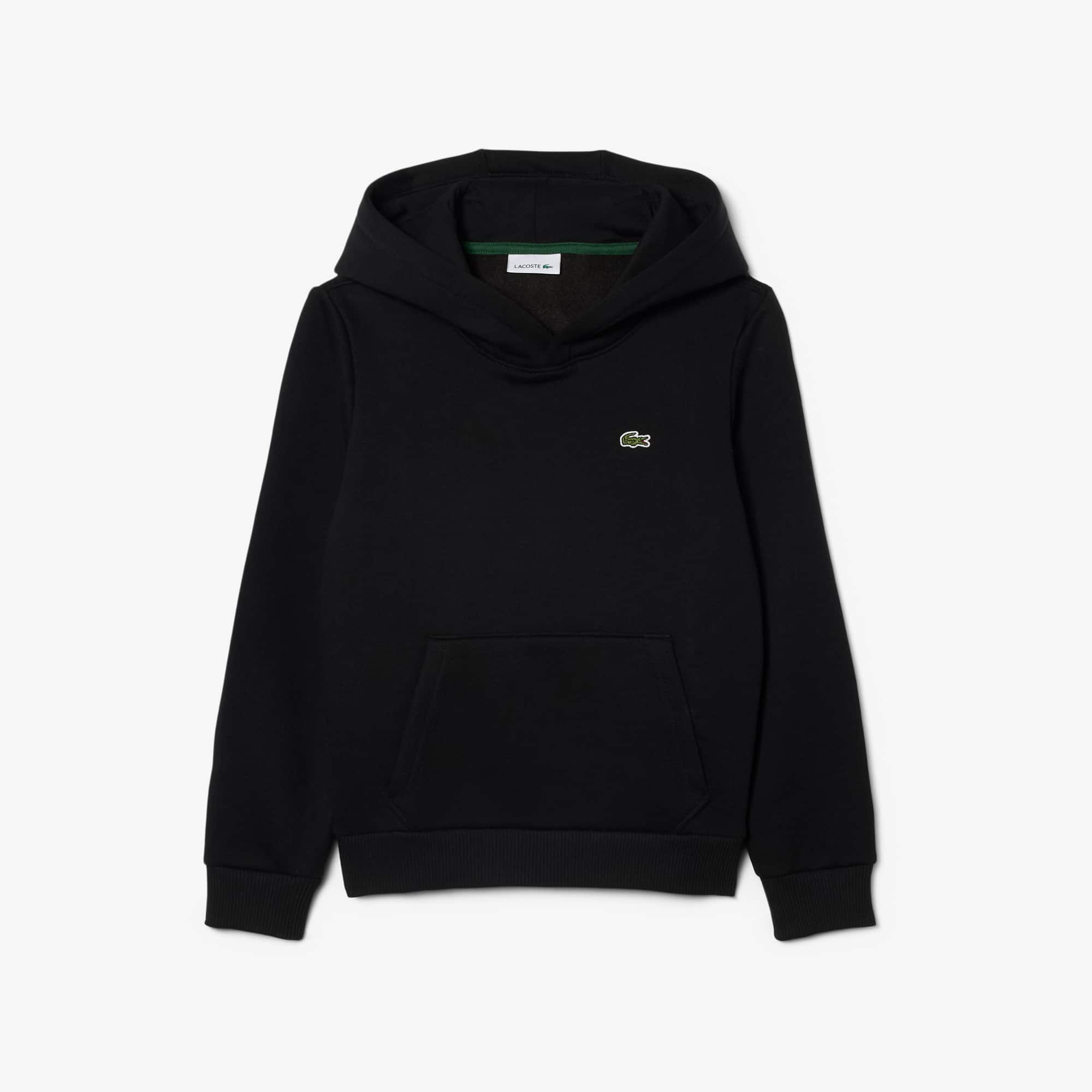 Lacoste Kids' Kangaroo Pocket Fleece Hoodie - 12 Years In Black