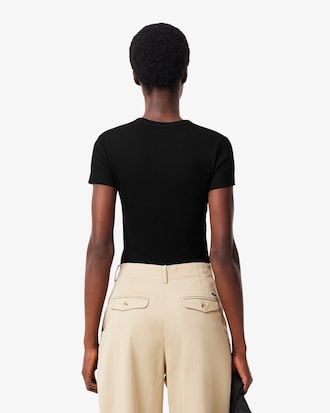 Playera Para mujer de corte slim de algodón acanalado