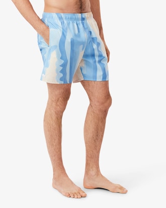 Mid Length Striped Swim Trunks