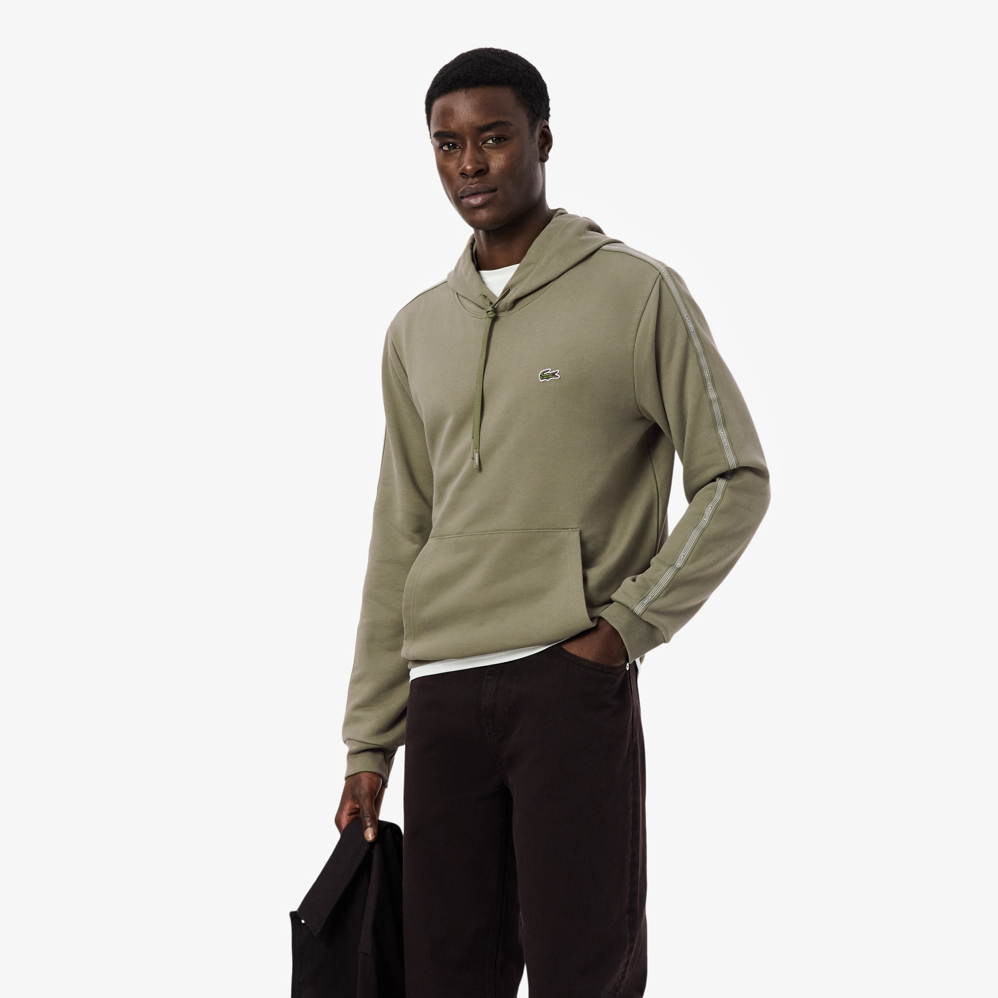 Lacoste Logo Stripe Zipped Hoodie
