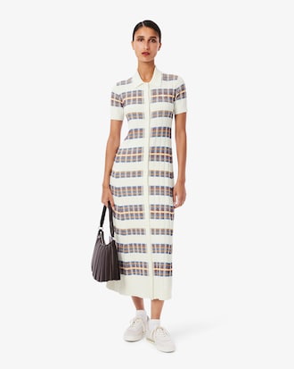 Women's Ribbed Knit Polo Collar Dress