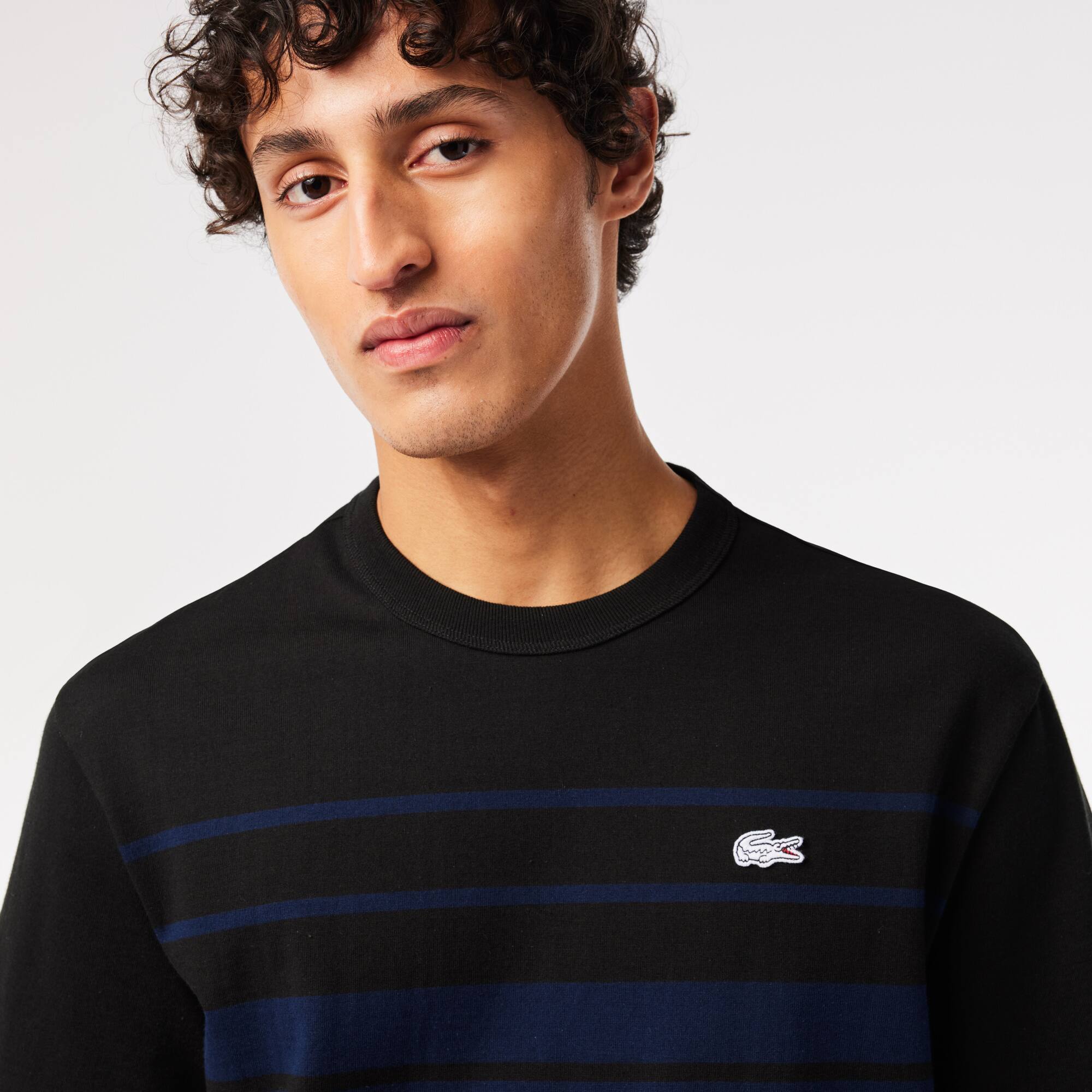 送料込★LACOSTE★TH8130 Tシャツ フランスメイドパネルボーダー鹿の子地Tシャツ TH8130