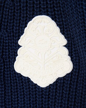Badge Accent Wool Blend Golf Cardigan