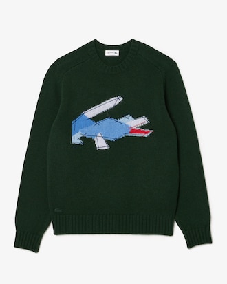 Men's Crocodile Motif Wool Sweater