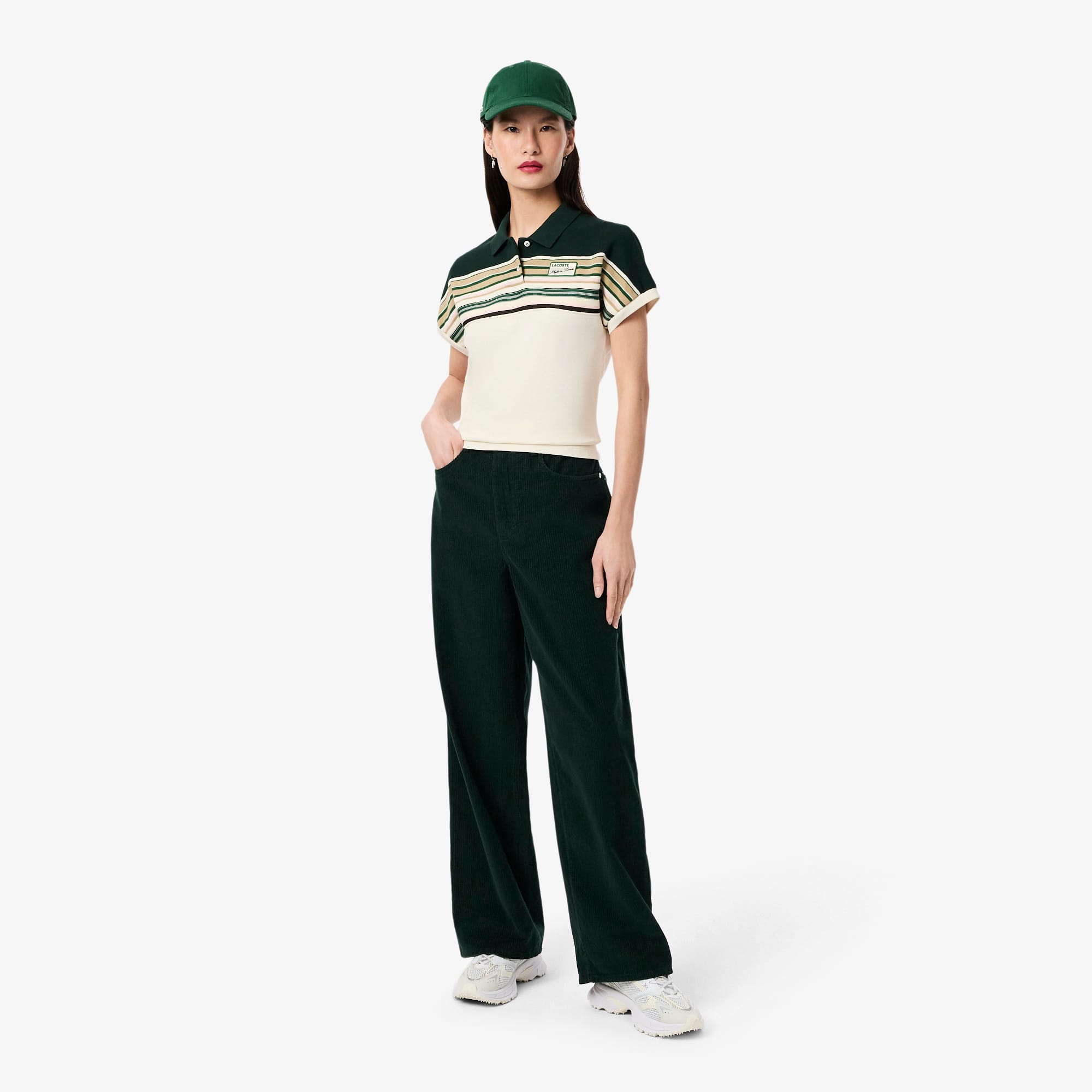 Lacoste Women's Wide Leg Corduroy Pants - 38 In Green