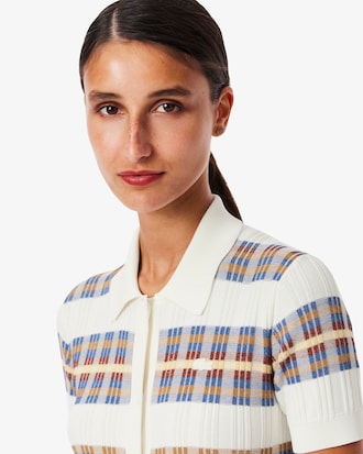 Women's Ribbed Knit Polo Collar Dress