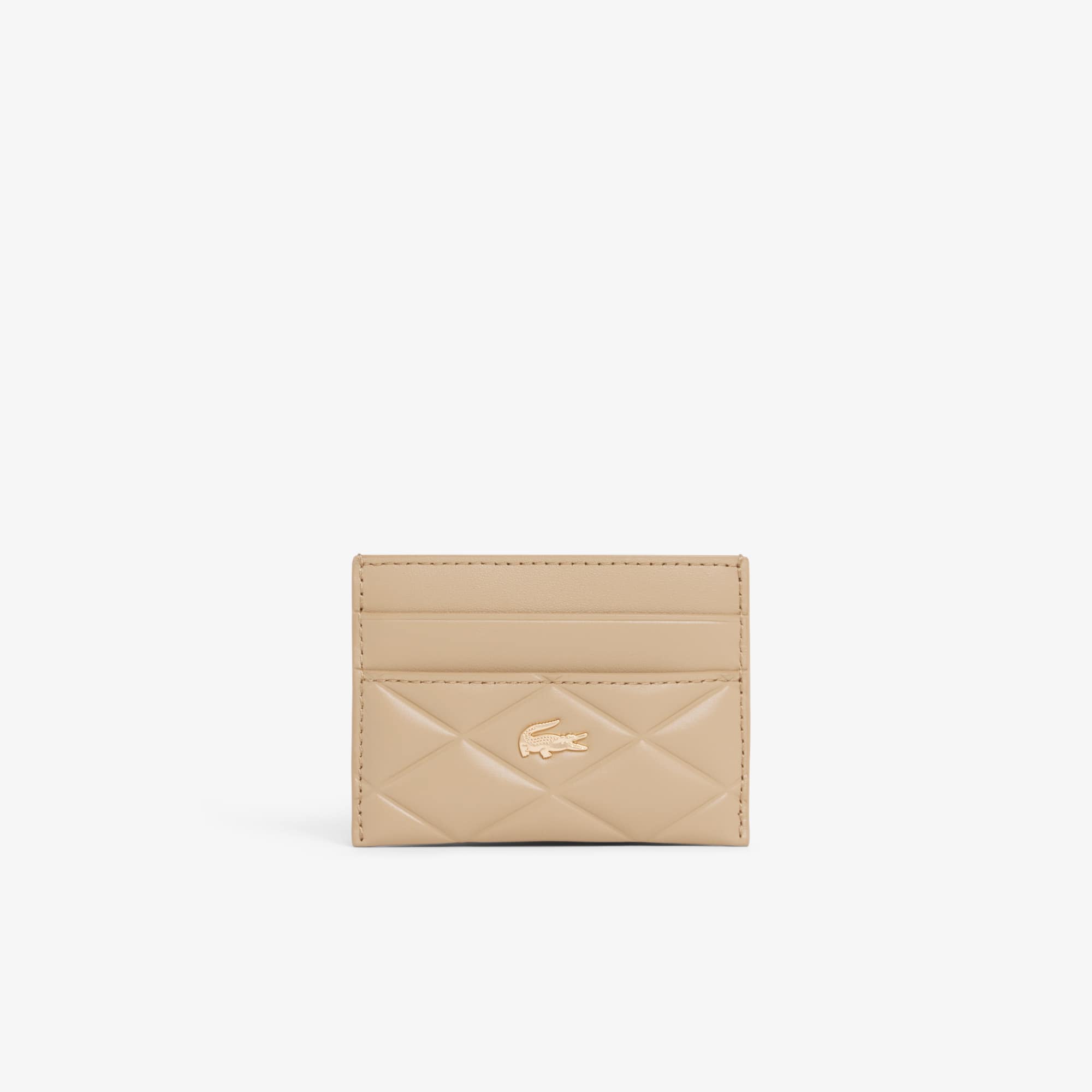 Lacoste Crocodelle Leather Cardholder - One Size In Sand