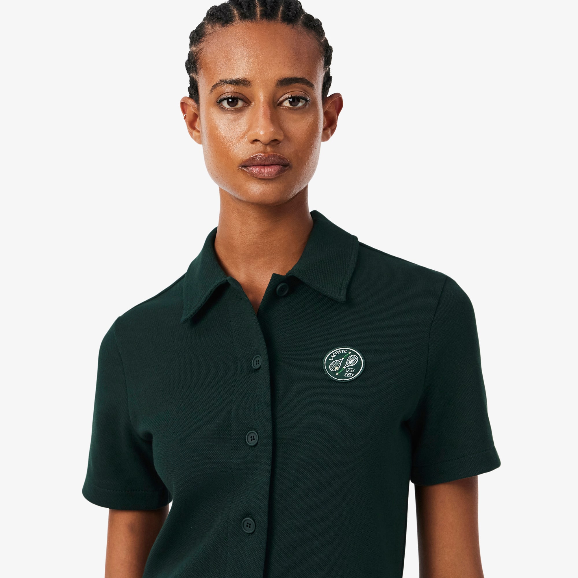Tennis Badge Accent Polo Collar Piqué Dress