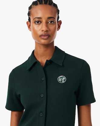 Tennis Badge Accent Polo Collar Piqu&eacute; Dress