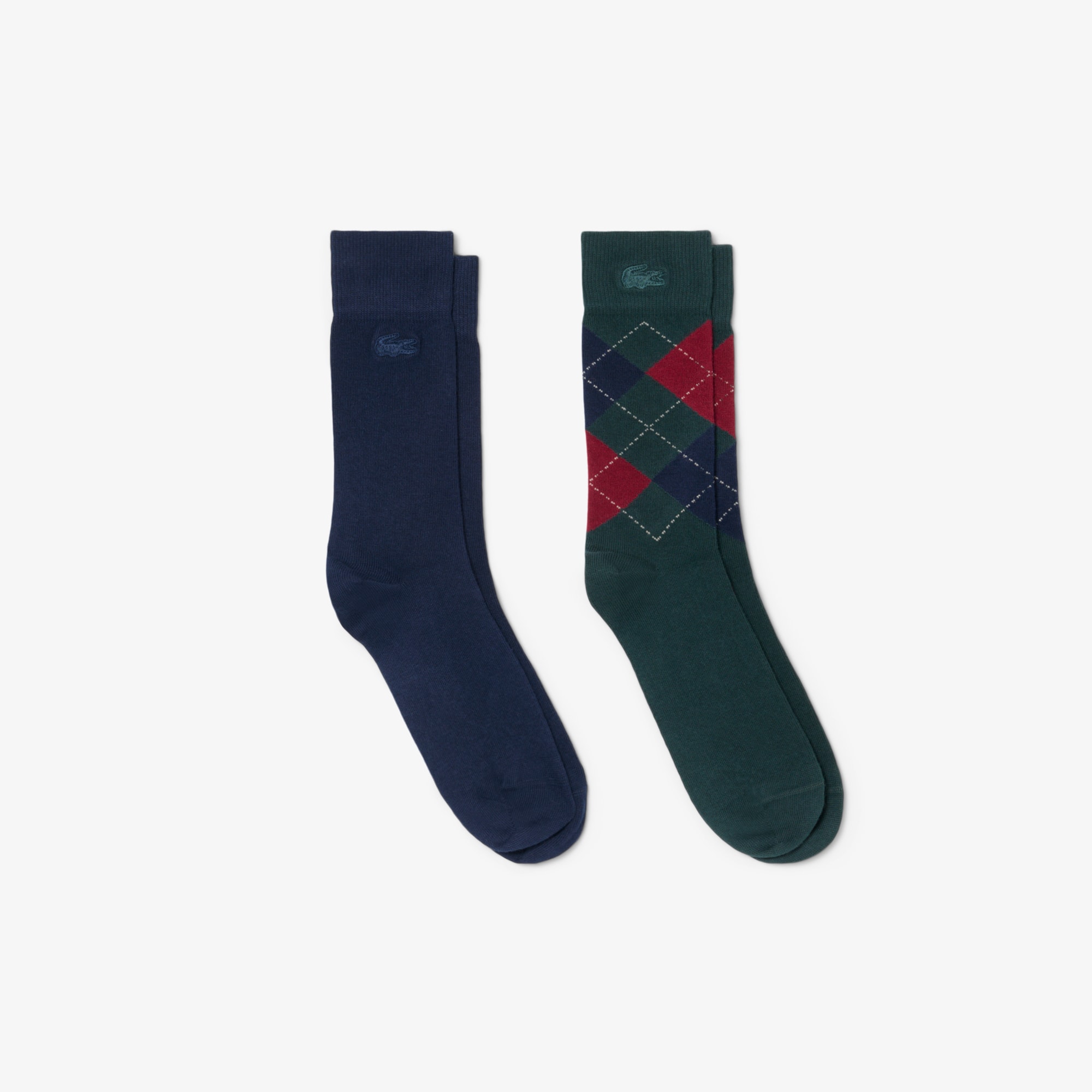 Lacoste 2-pack Jacquard Socks - 9 - 12.5 In Blue