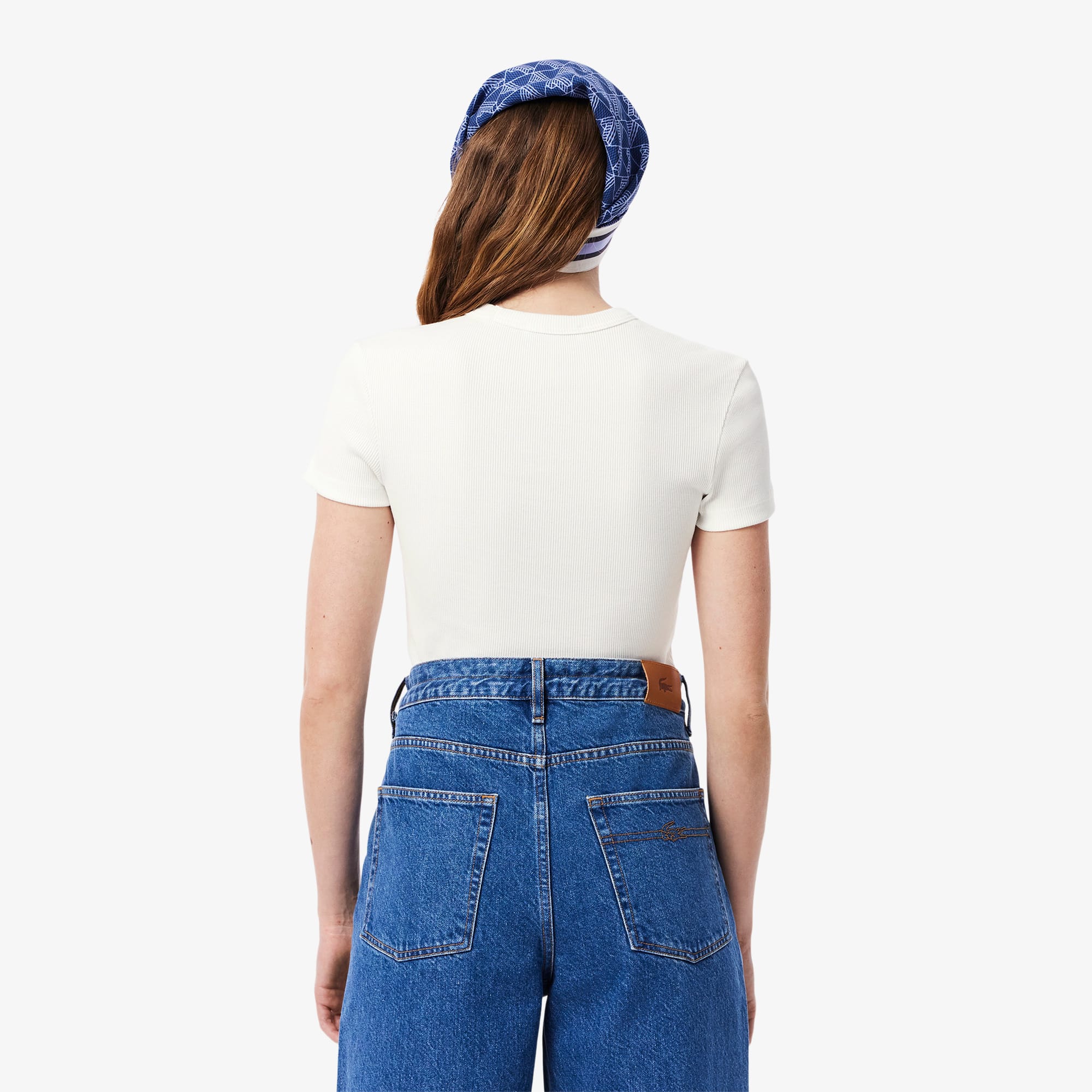 ★LACOSTE★ Women's Short Sleeve T-Shirt Off White TF677E-55 LACOSTE TF7300 Women's T-SHIRT T-shirt White
