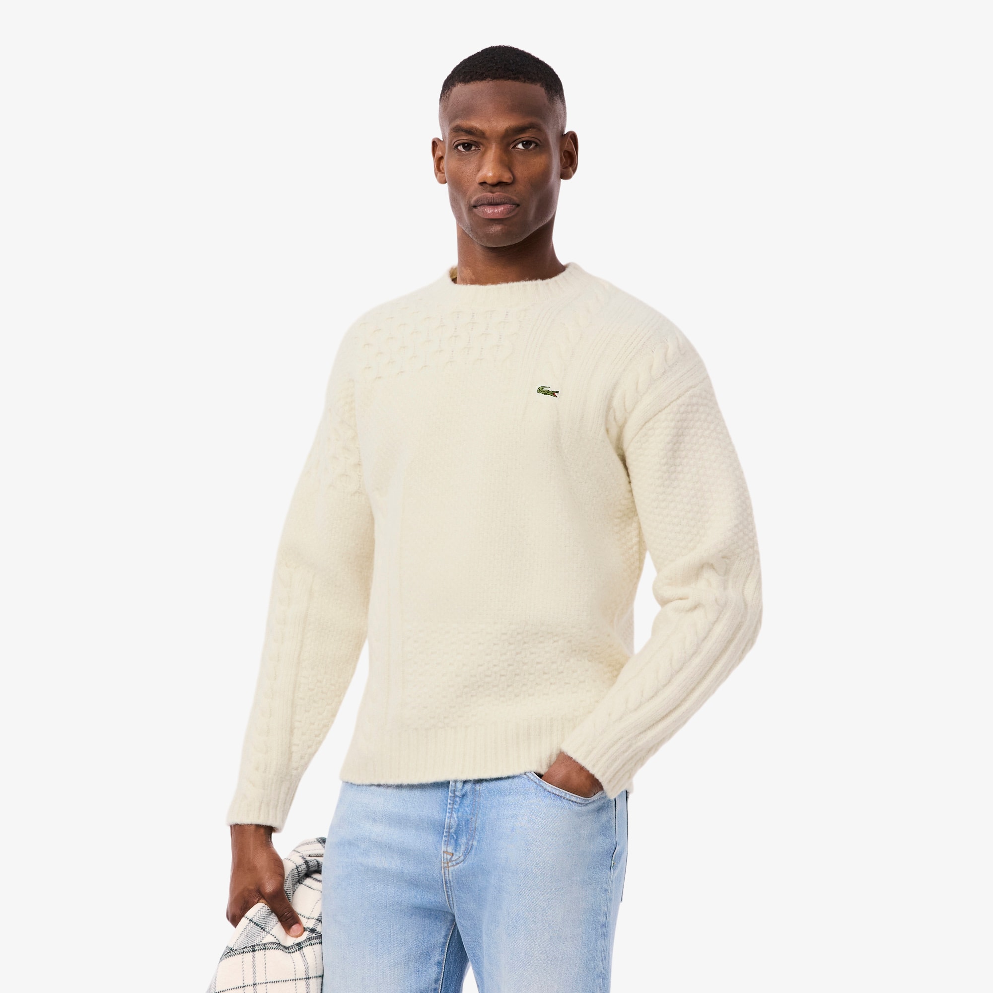 Lacoste Men's Relaxed Fit Patchwork Effect Wool Sweater