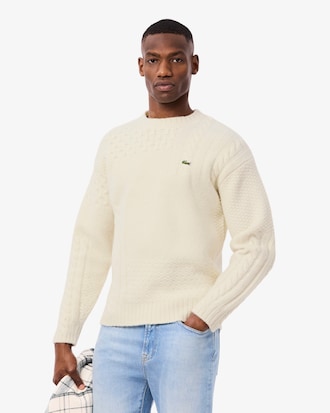 Men's Relaxed Fit Patchwork Effect Wool Sweater