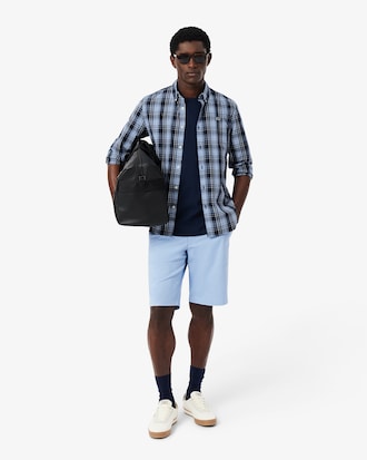 Slim Fit Gingham Print Stretch Poplin Shirt