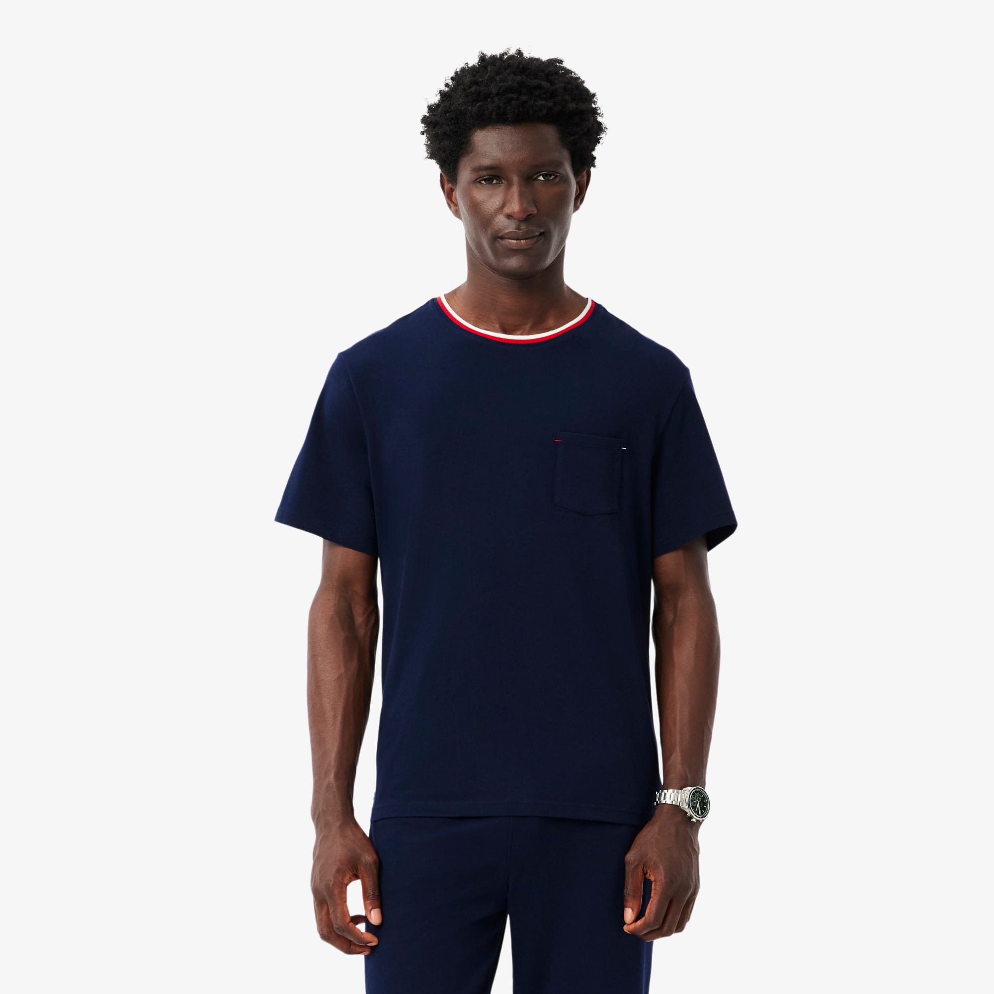 Lacoste Men's Contrast Neck Pajama Top